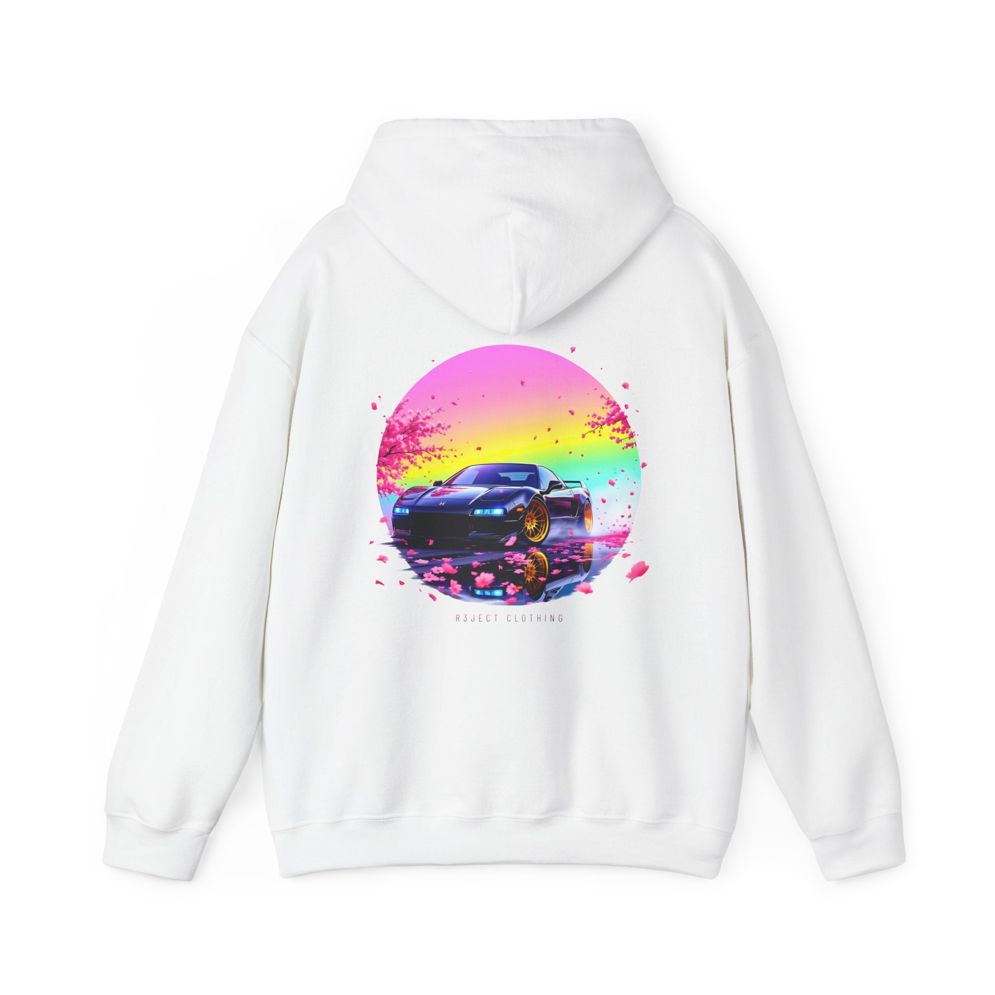 R3ject Clothing Neon Honda Drift Hoodie – White & Black