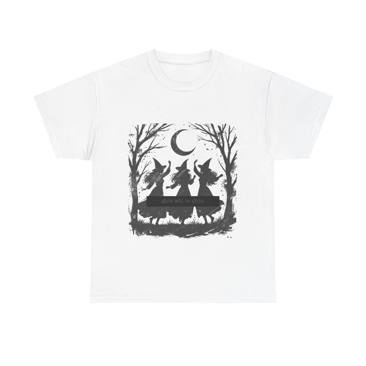Girls will be girls Witch Silhouette Tee — Dancing Witches Moonlight Graphic T-Shirt