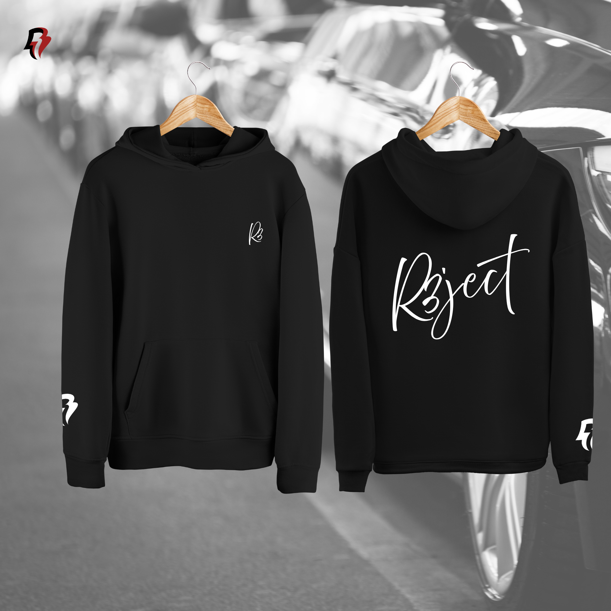 R3ject Slogan - Back and Sleeve Hooded Sweatshirt