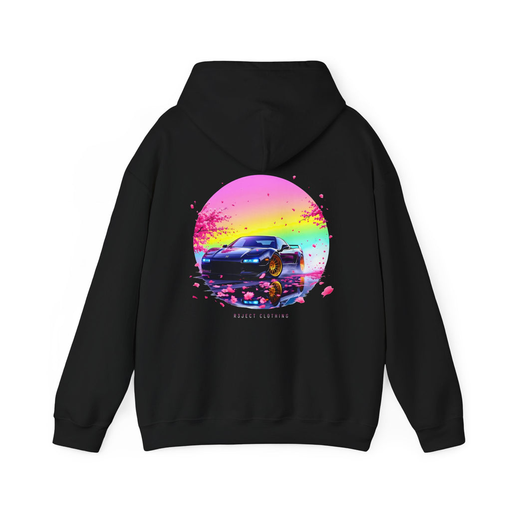 R3ject Clothing Neon Honda Drift Hoodie – White & Black