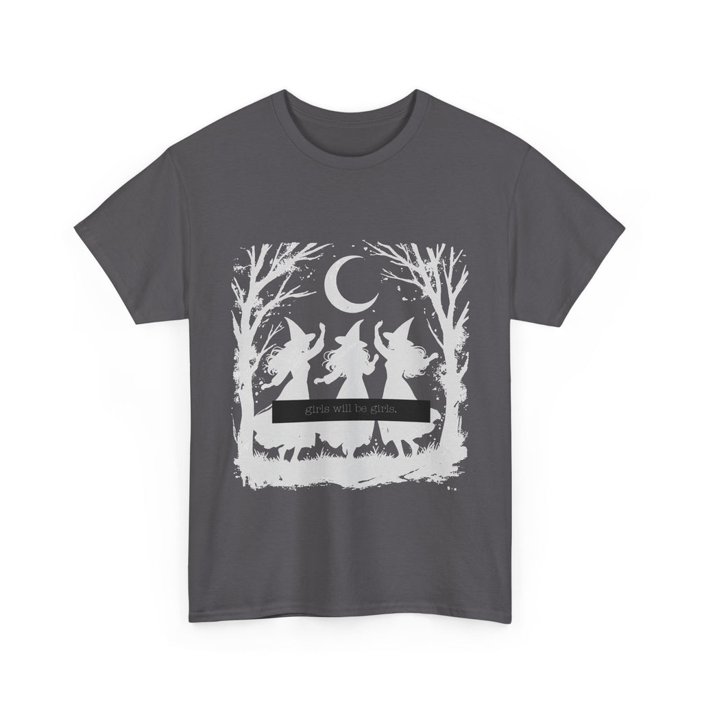 Girls will be girls Witch Silhouette Tee — Dancing Witches Moonlight Graphic T-Shirt