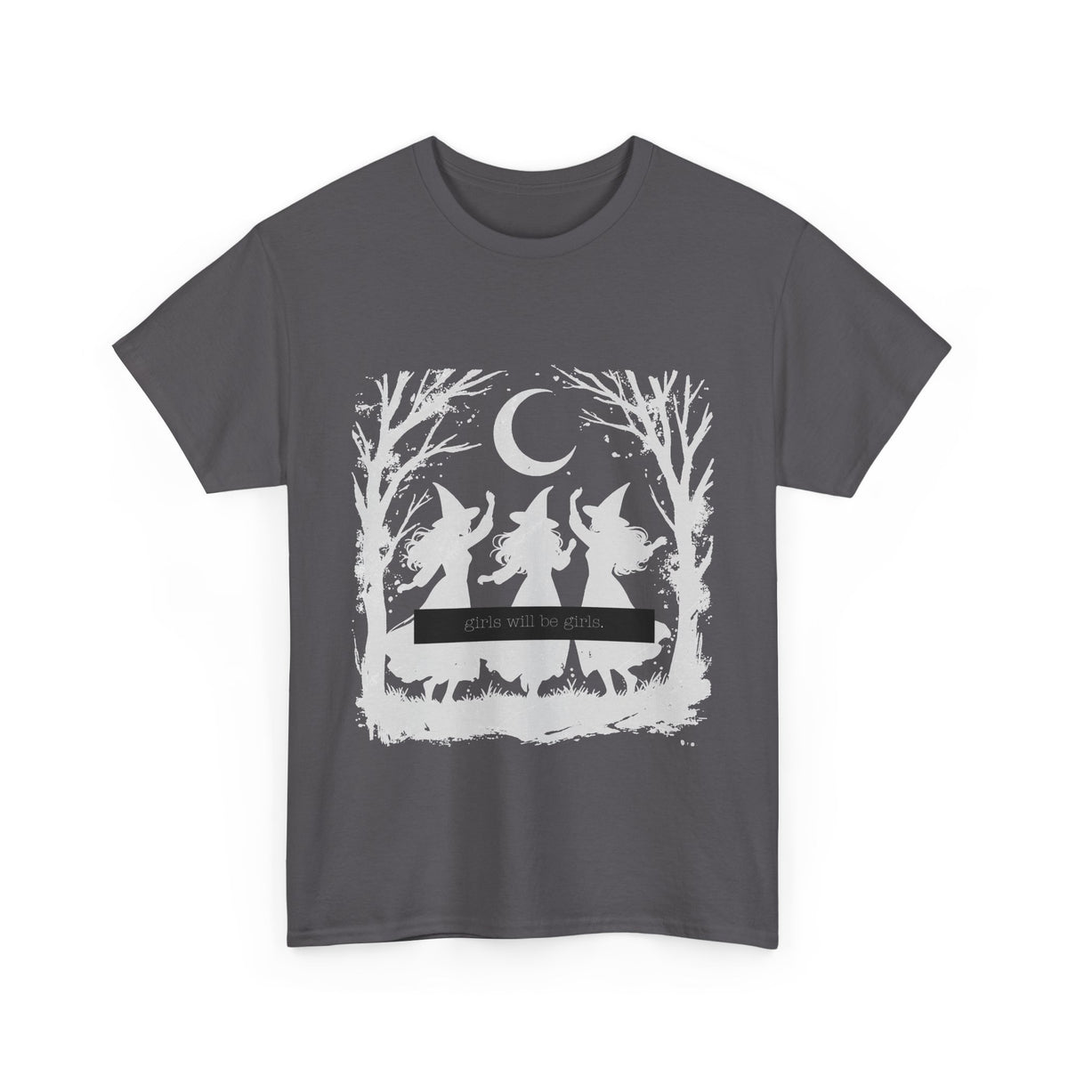 Girls will be girls Witch Silhouette Tee — Dancing Witches Moonlight Graphic T-Shirt