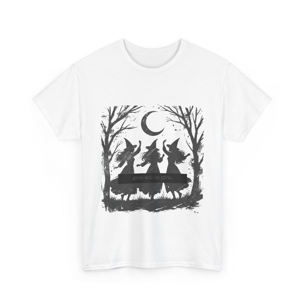 Girls will be girls Witch Silhouette Tee — Dancing Witches Moonlight Graphic T-Shirt