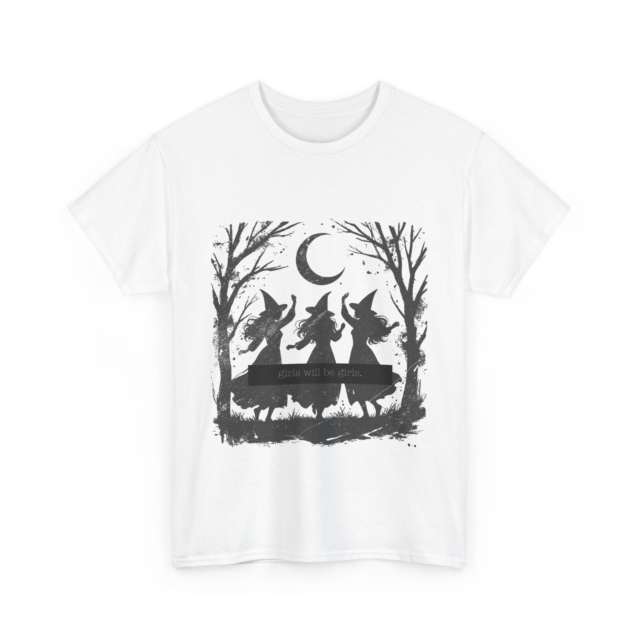 Girls will be girls Witch Silhouette Tee — Dancing Witches Moonlight Graphic T-Shirt