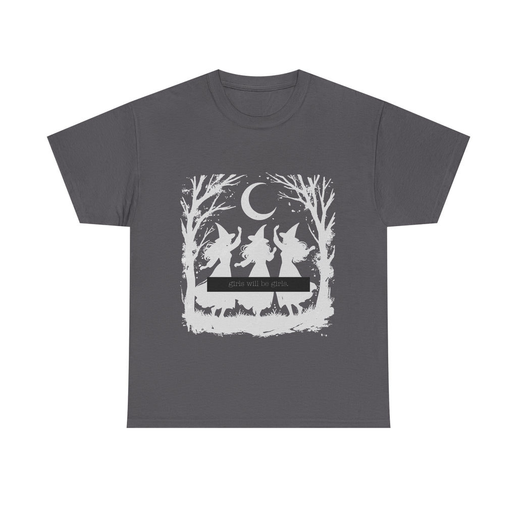 Girls will be girls Witch Silhouette Tee — Dancing Witches Moonlight Graphic T-Shirt