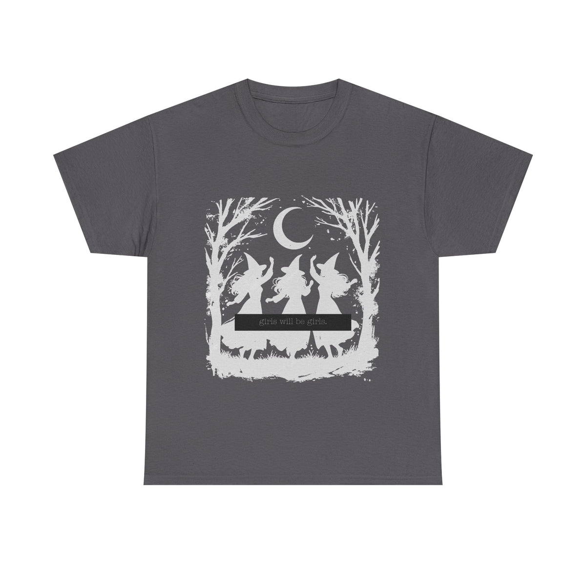 Girls will be girls Witch Silhouette Tee — Dancing Witches Moonlight Graphic T-Shirt