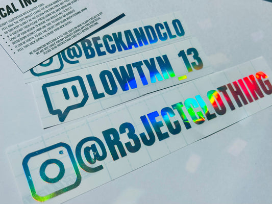 Personalised Social Media Tags Custom Vinyl Vehicle Decal Sticker Window Bumper