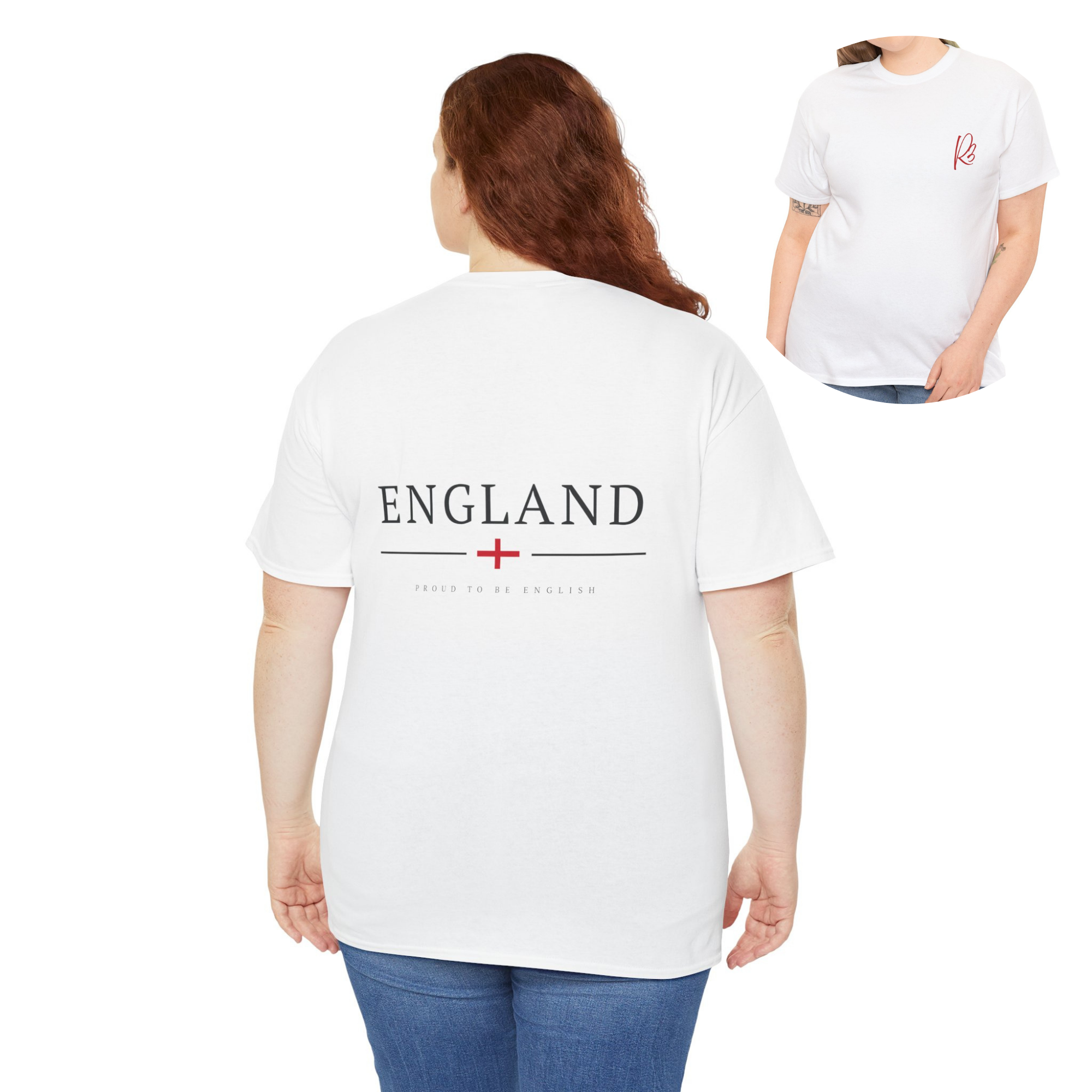 Proud to Be English T-Shirt – England St. George’s Cross with R3ject Logo (White Heavy Cotton Blend)