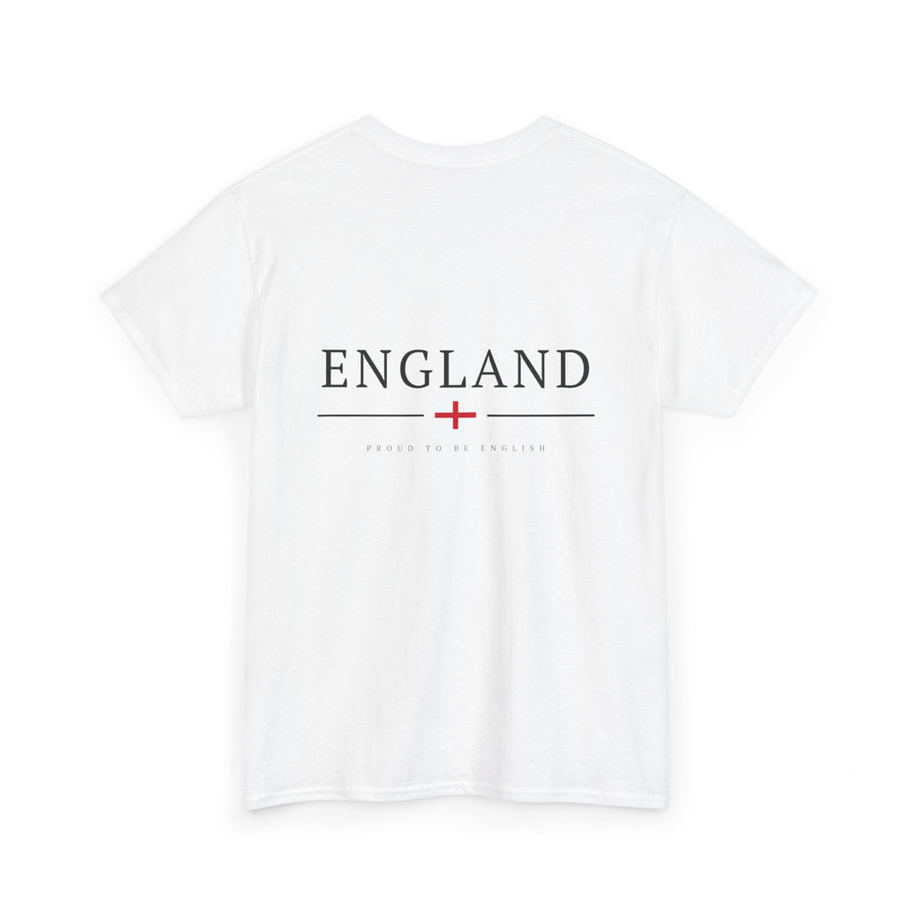 Proud to Be English T-Shirt – England St. George’s Cross with R3ject Logo (White Heavy Cotton Blend)
