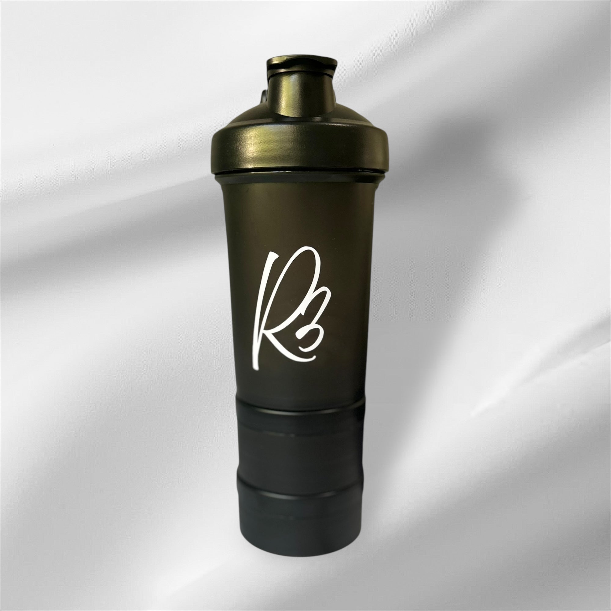 R3 Dual-Compartment Protein Shaker Bottle – Black | Storage for Powder & Supplements