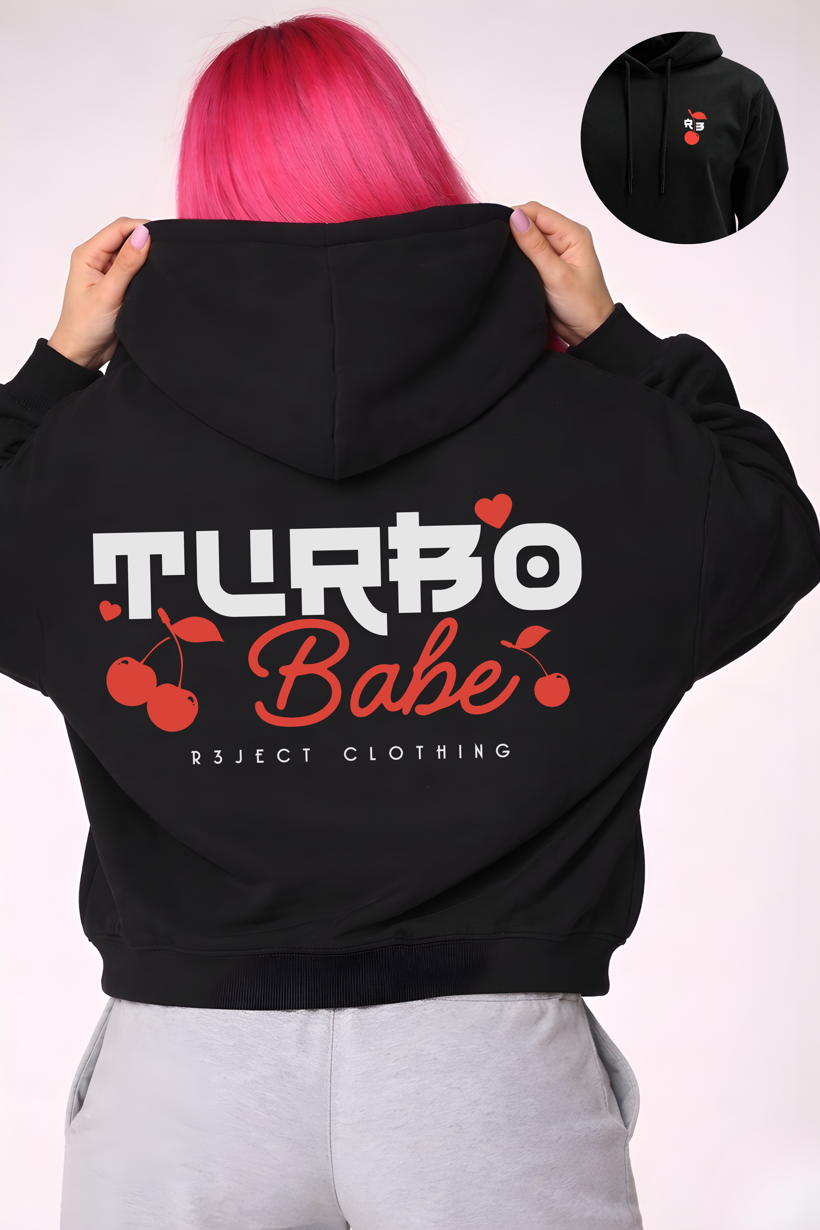 R3ject Turbo Babe Slogan Hoodie