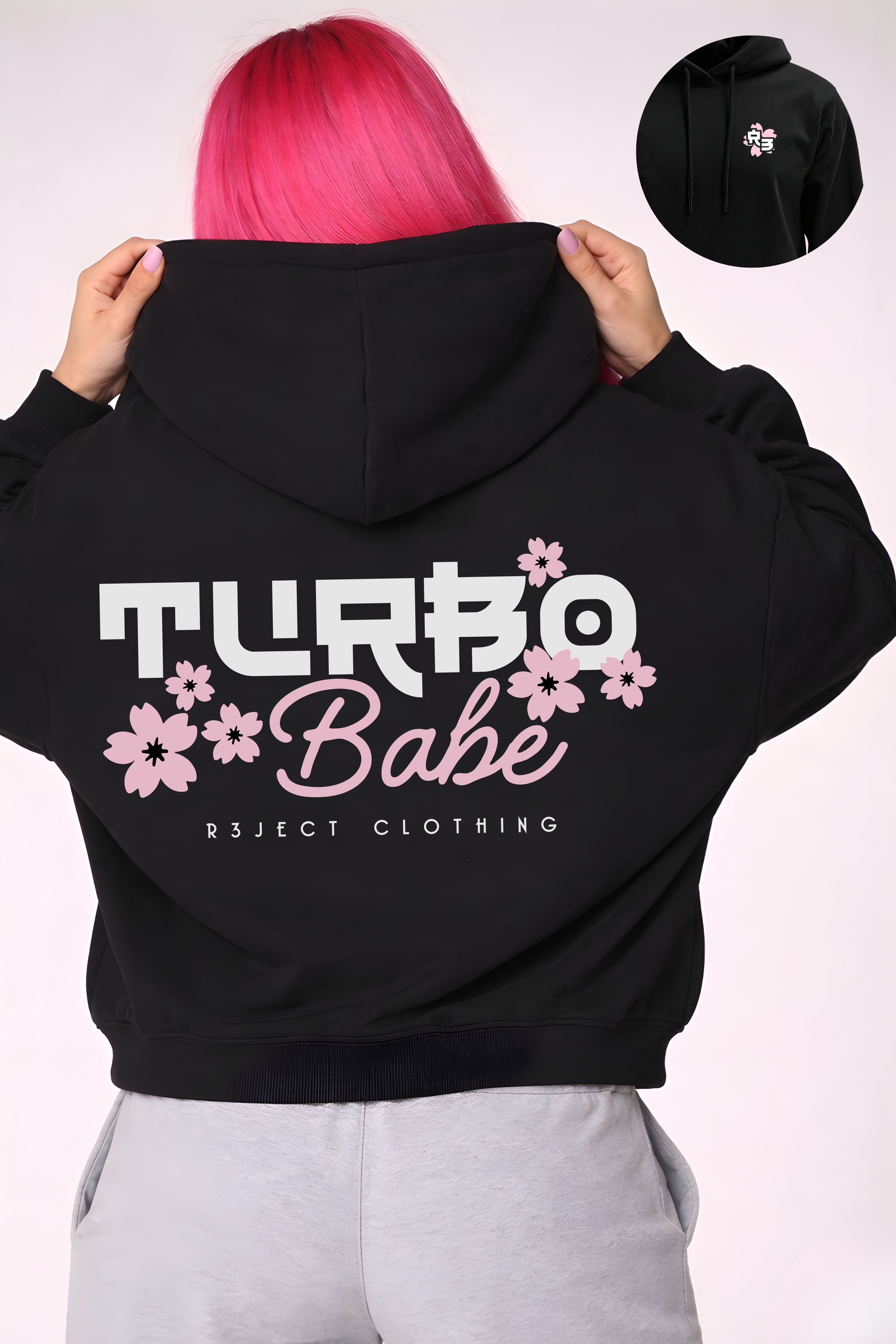 R3ject Turbo Babe Slogan Hoodie